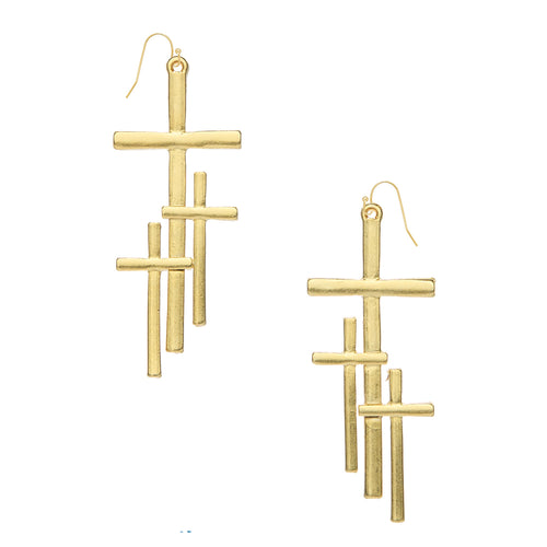 Triple Cross Dangle Earrings
