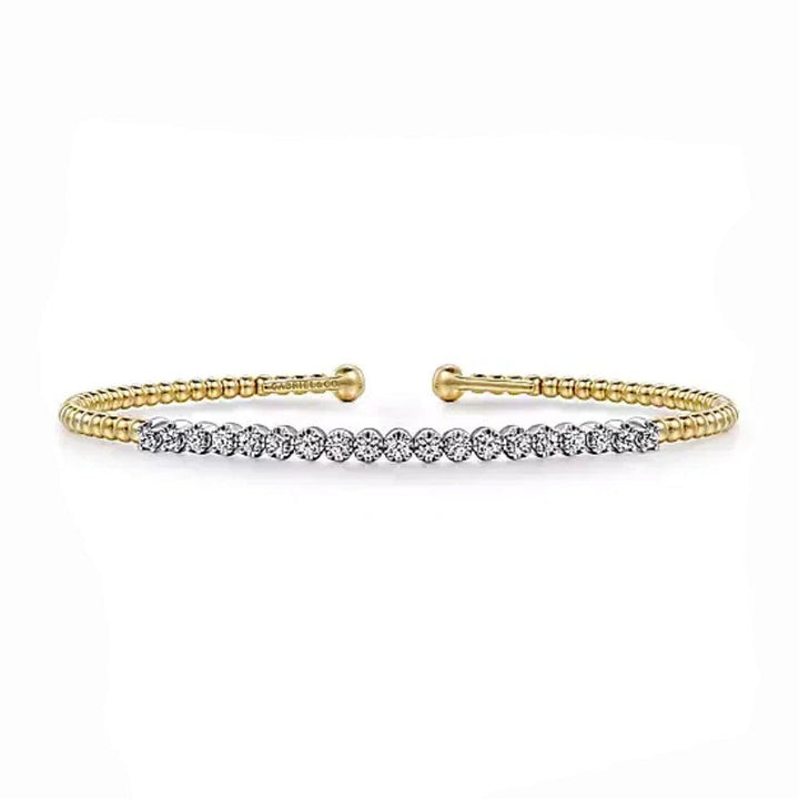 14K White-Yellow Gold Bujukan Diamond Cuff Bracelet-Gabriel & Co-Swag Designer Jewelry