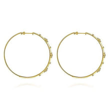 14K Yellow Gold 60mm Diamond Hoop Earrings-Gabriel & Co-Swag Designer Jewelry