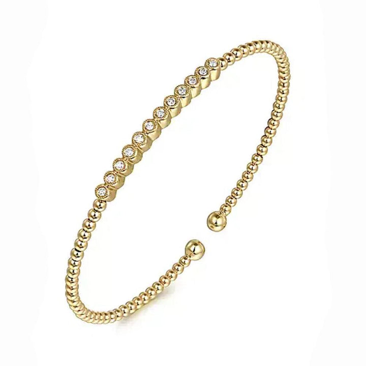 14K Yellow Gold Bujukan Bead Diamond Bangle bracelet