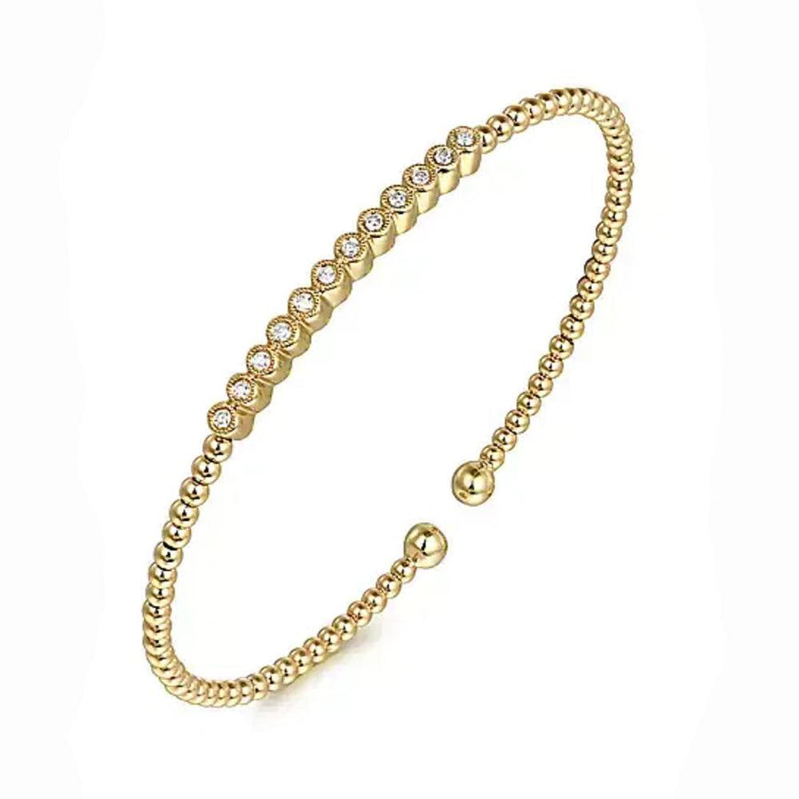 14K Yellow Gold Bujukan Bead Diamond Bangle bracelet