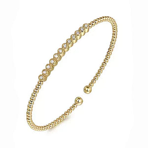 14K Yellow Gold Bujukan Bead Diamond Bangle-Gabriel & Co-Swag Designer Jewelry
