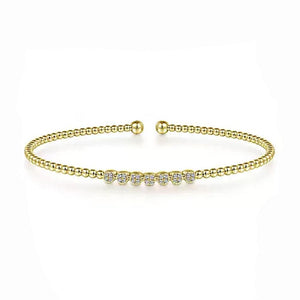 14K Yellow Gold Bujukan Bead and Cluster Diamond Bangle-Gabriel & Co-Swag Designer Jewelry
