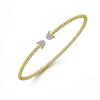 14K Yellow Gold Bujukan Diamond Split Bangle: Beaded gold design with pave diamond accents.
