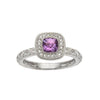 14k white gold amethyst ring with diamond halo
