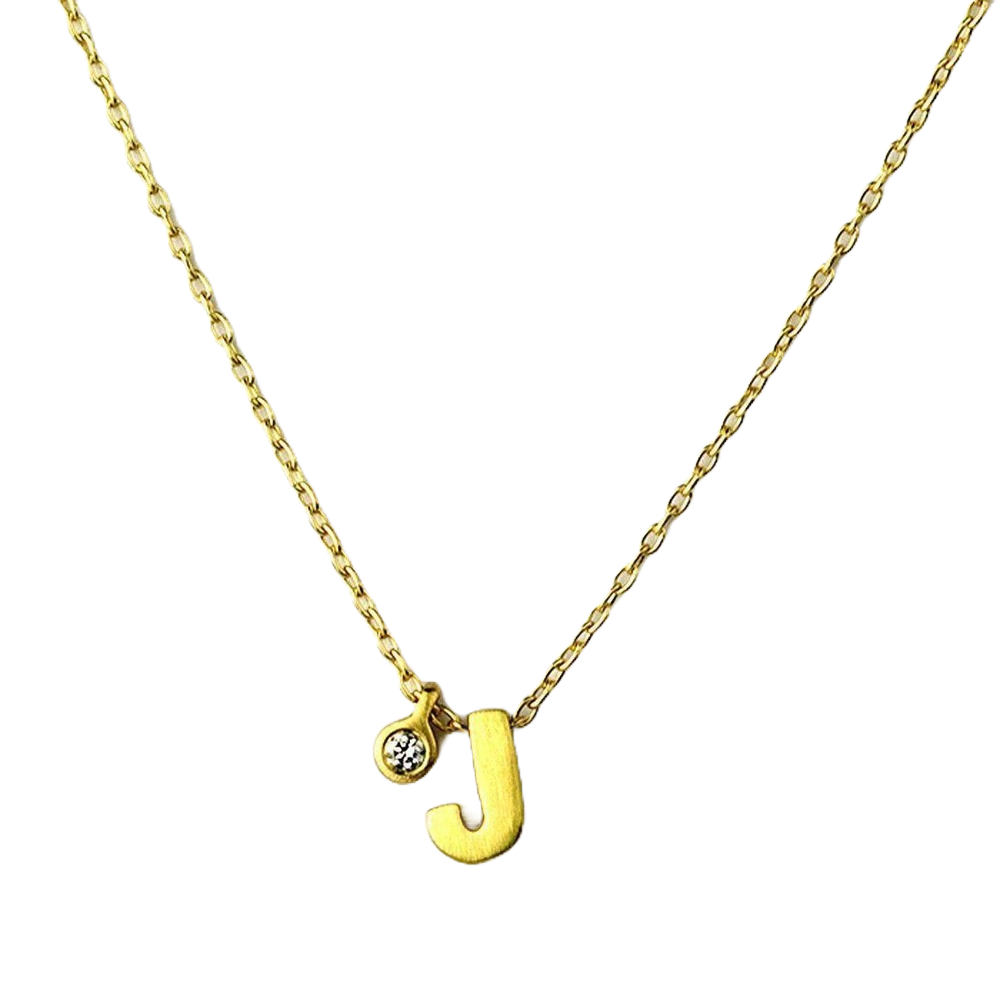 18k Yellow Gold Initial Tag Necklace