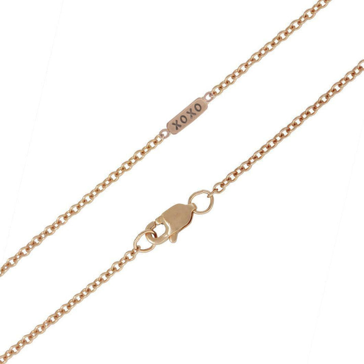14k rose gold XOXO bar chain necklace, 1.5mm