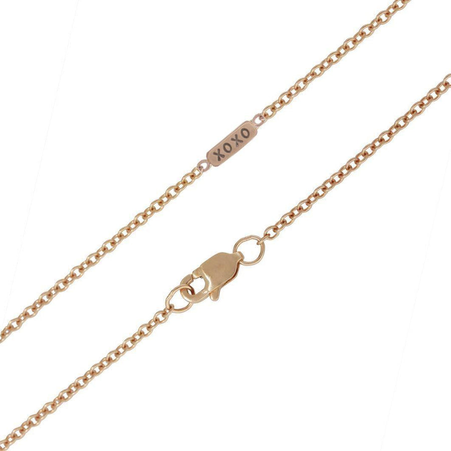 14k rose gold XOXO bar chain necklace, 1.5mm