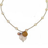 60" Vintage Citrine Spacer Necklace with gold and silver charms