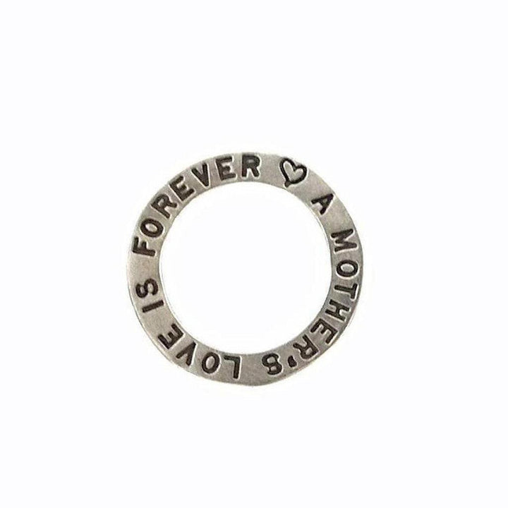 Silver charm engraved "A Mother's Love is Forever"