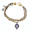 Amethyst German glass intaglio bracelet with bronze chain and gemstone accents.