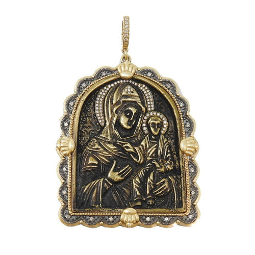 Arched Madonna Medal with Diamond Halo-Cynthia Ann Jewels-Swag Designer Jewelry