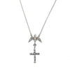 Ava Cruz Dove & Cross Necklace: Silver chain, jeweled bird & cross pendant.