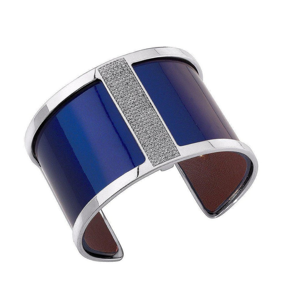 40mm silver cuff bracelet, cobalt blue enamel, and crystal detailing.