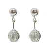 Silver Basketweave Clip Dangle Earrings with sparkling cubic zirconia accents.