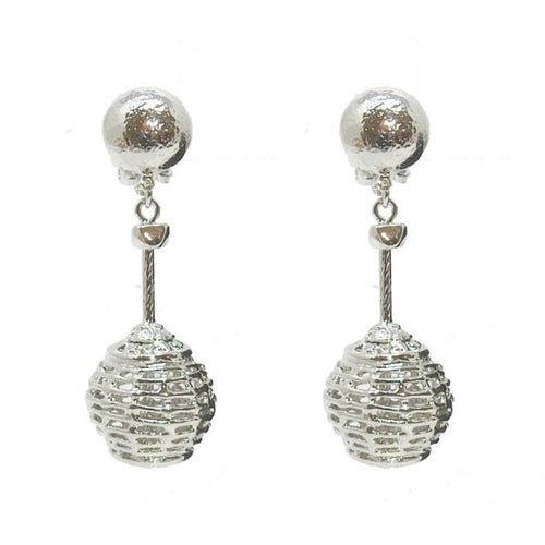 Basketweave Clip Dangle Earrings-Jose Maria Barrera-Swag Designer Jewelry