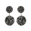 Beaded Double Gumball Earrings: Black & silver beaded statement earrings; two-tiered design.