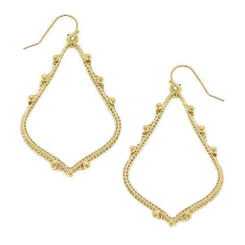 Beaded Teardrop Dangle Earrings in Gold-Susan Shaw-Swag Designer Jewelry