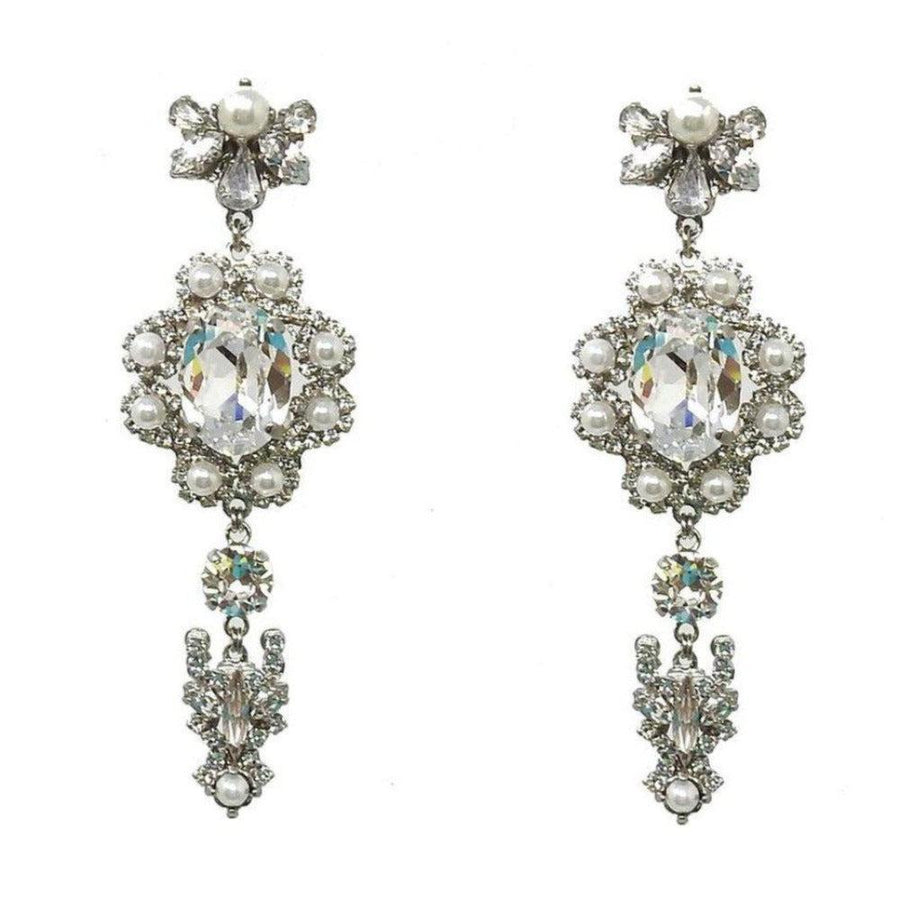 Betty Davis Eyes crystal & pearl drop earrings