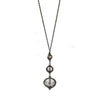 Black Diamond Rhodium Drop necklace: elegant, long chain with three clear crystal accents.