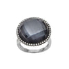 Black Mother of Pearl Doublet ring with diamond halo