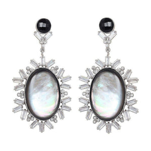 Black Onyx and Mother of Pearl Earrings-Atelier Mon-Swag Designer Jewelry