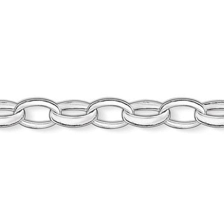 Silver bracelet featuring a delicate chain of small, oval links.