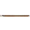 Tan braided leather bracelet with silver clasps.