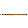 Tan braided leather bracelet with silver clasps.