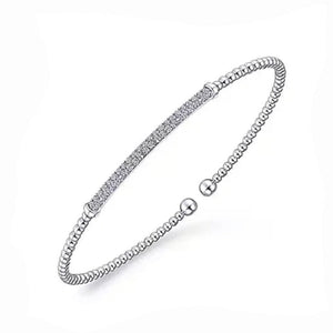 Bujukan Pave Diamond Bar Bracelet White Gold-Gabriel & Co-Swag Designer Jewelry