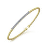 Bujukan Pave Diamond Bar Bracelet in yellow gold: Beaded design with pave diamond bar.
