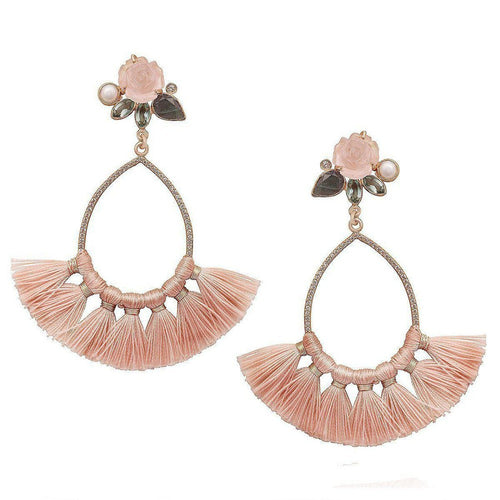 Carved Pink Chalcedony and Labradorite Earrings-Atelier Mon-Swag Designer Jewelry