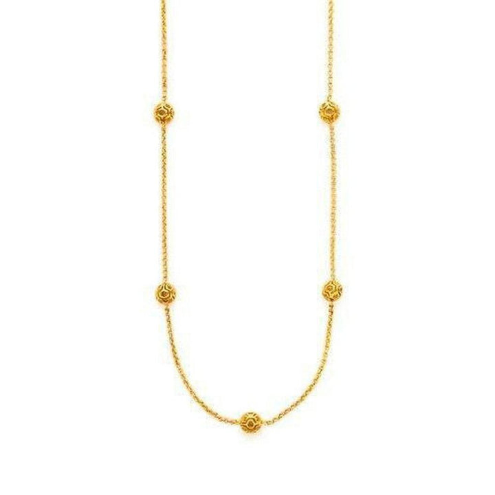 Casablanca Station Necklace: Gold chain necklace with four textured ball accents.