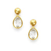 Catalina Midi earrings: Gold teardrop quartz earrings with textured gold ball accents.