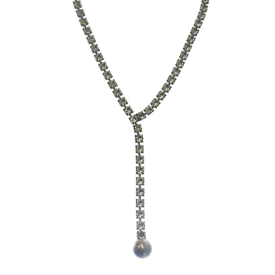 Celine rhinestone Y-necklace with pearl detail