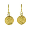 Gold Chariot earrings with diamond accents featuring St. Christopher.