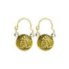 Gold Chariot hoop earrings with St. Christopher medallions and clear cubic zirconia accents.