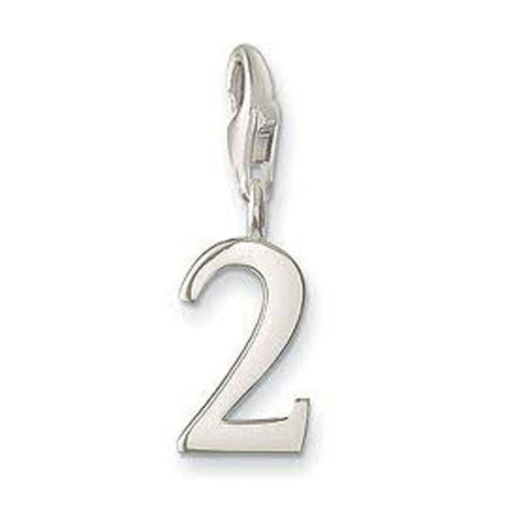 Silver Charm 0202 Number 2 pendant