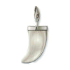 Charm 0214 White Tooth charm pendant: silver-tone metal, white tooth design.