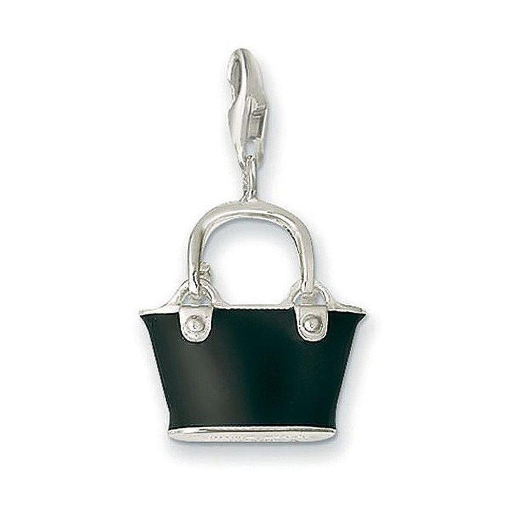 Charm 0332 Black Beach Bag charm, silver-tone handbag pendant