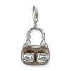 Charm 0484 handbag charm, silver-tone with brown handbag detail.