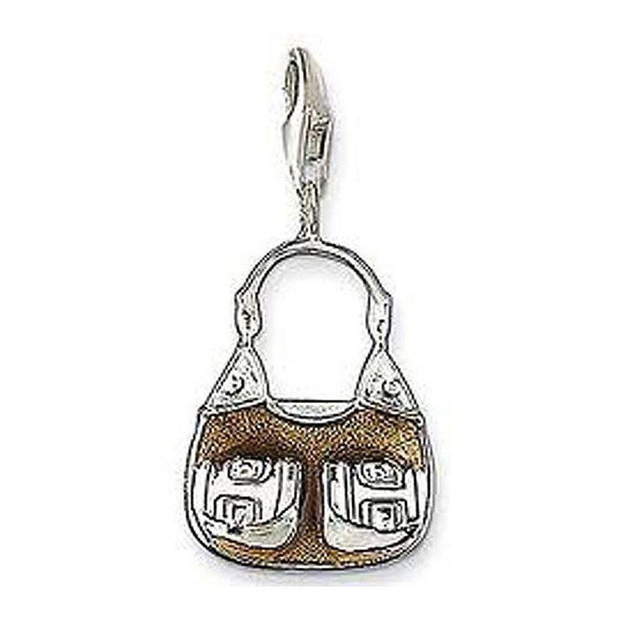 Charm 0484 handbag charm, silver-tone with brown handbag detail.