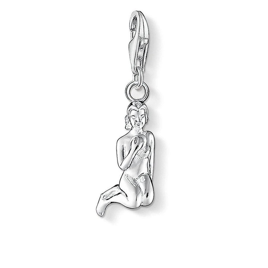 Charm 0589 Virgo Virgin silver charm depicting a seated woman.