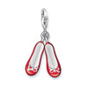 Charm 0618 Red Ballet Shoe Charm, silver & red enamel, for jewelry collectors.