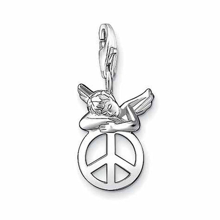 Silver Charm 0625: Angel resting on peace sign charm