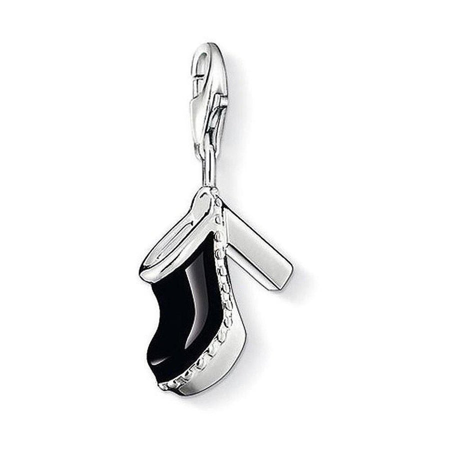 Charm 0741 black clog charm, silver-tone with black enamel detail.