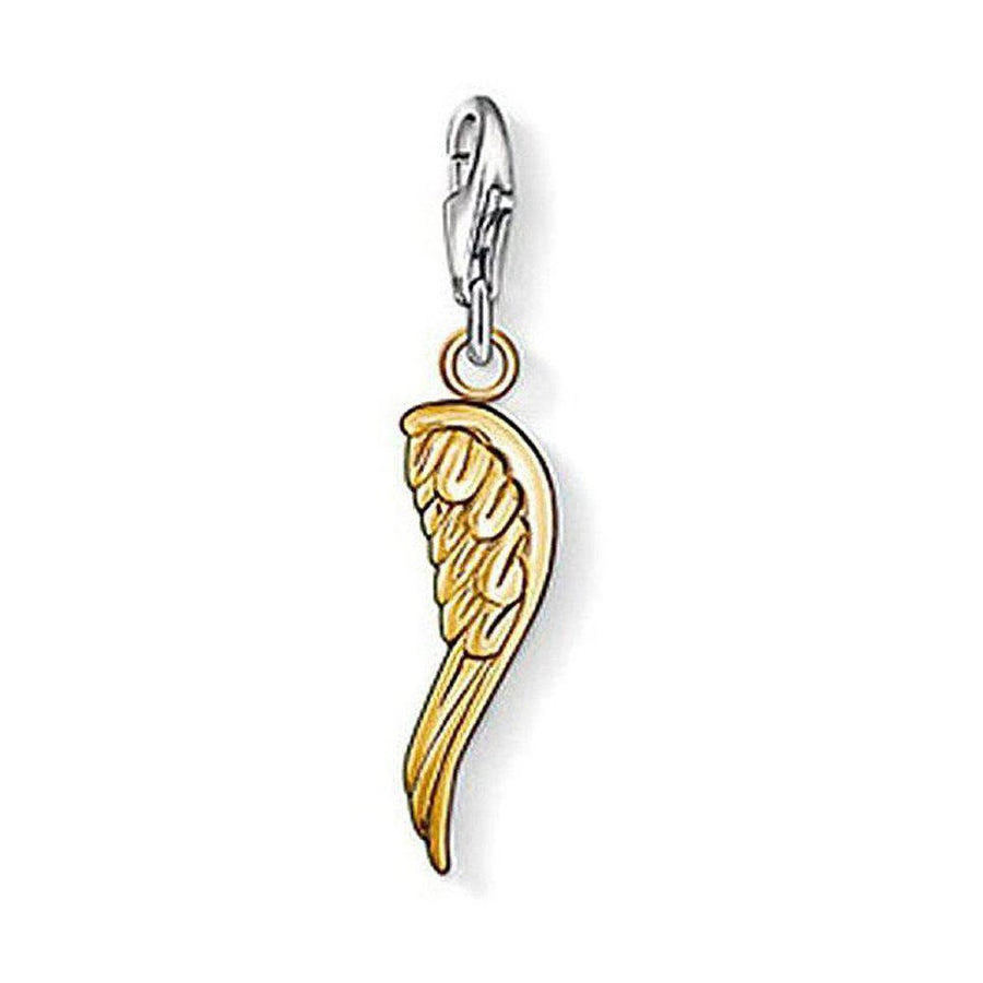 Charm 0958 Angel Wing: Gold-tone angel wing charm with silver clasp.