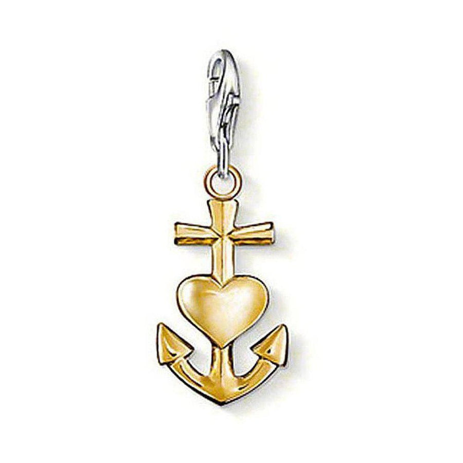 Charm 0960 Faith Love Hope gold-tone anchor charm with heart & cross detail