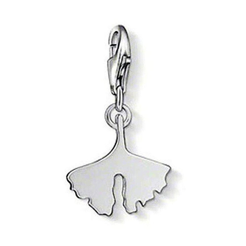 Charm 1007 Ginkgo silver charm, ginkgo leaf design.