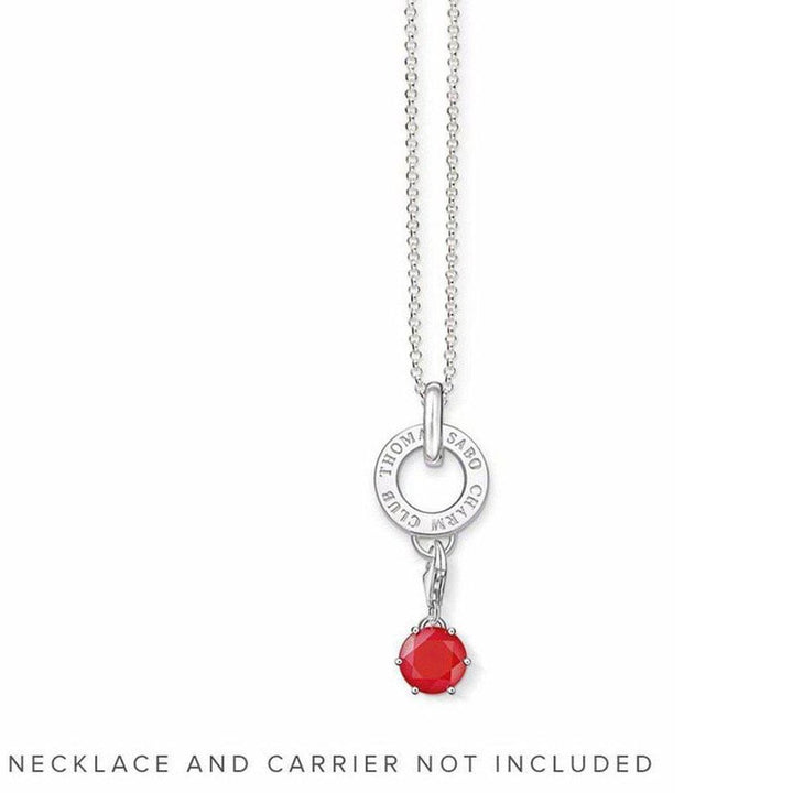 July birthstone charm featuring a vibrant red gemstone pendant